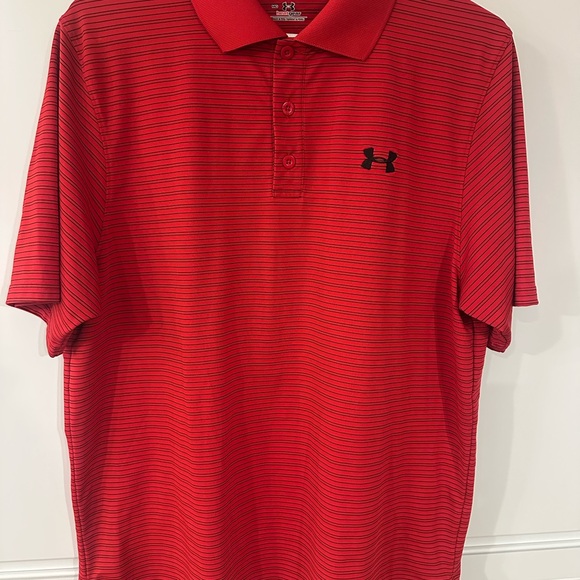 Under Armour Men's Striped Red Polo - Picture 1 of 5